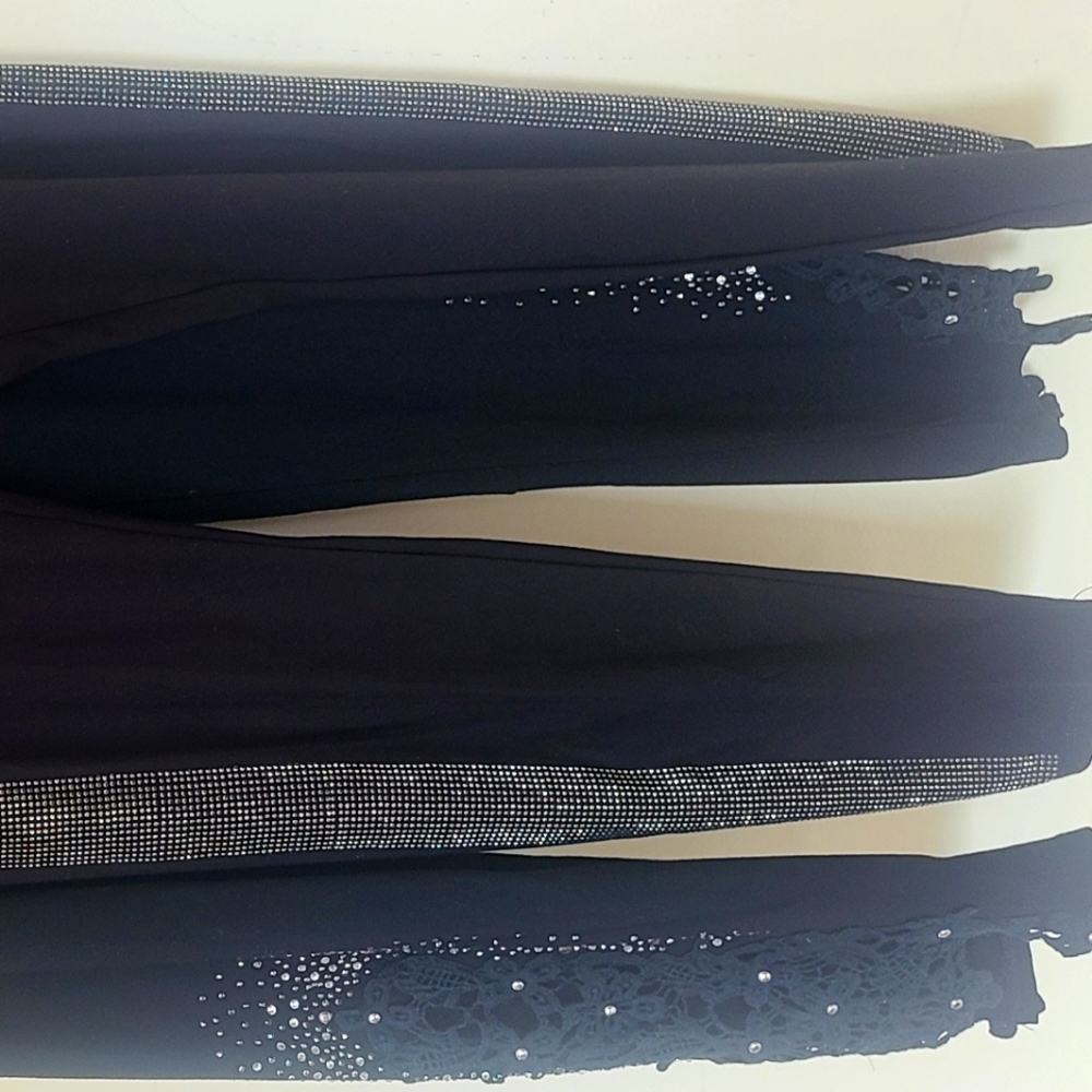2 black embellish rhinestones & lace crochet detail pant(s) Both size XLbrand vo